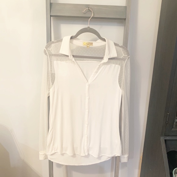Vera Wang White Button Up Shirt L - Picture 1 of 6